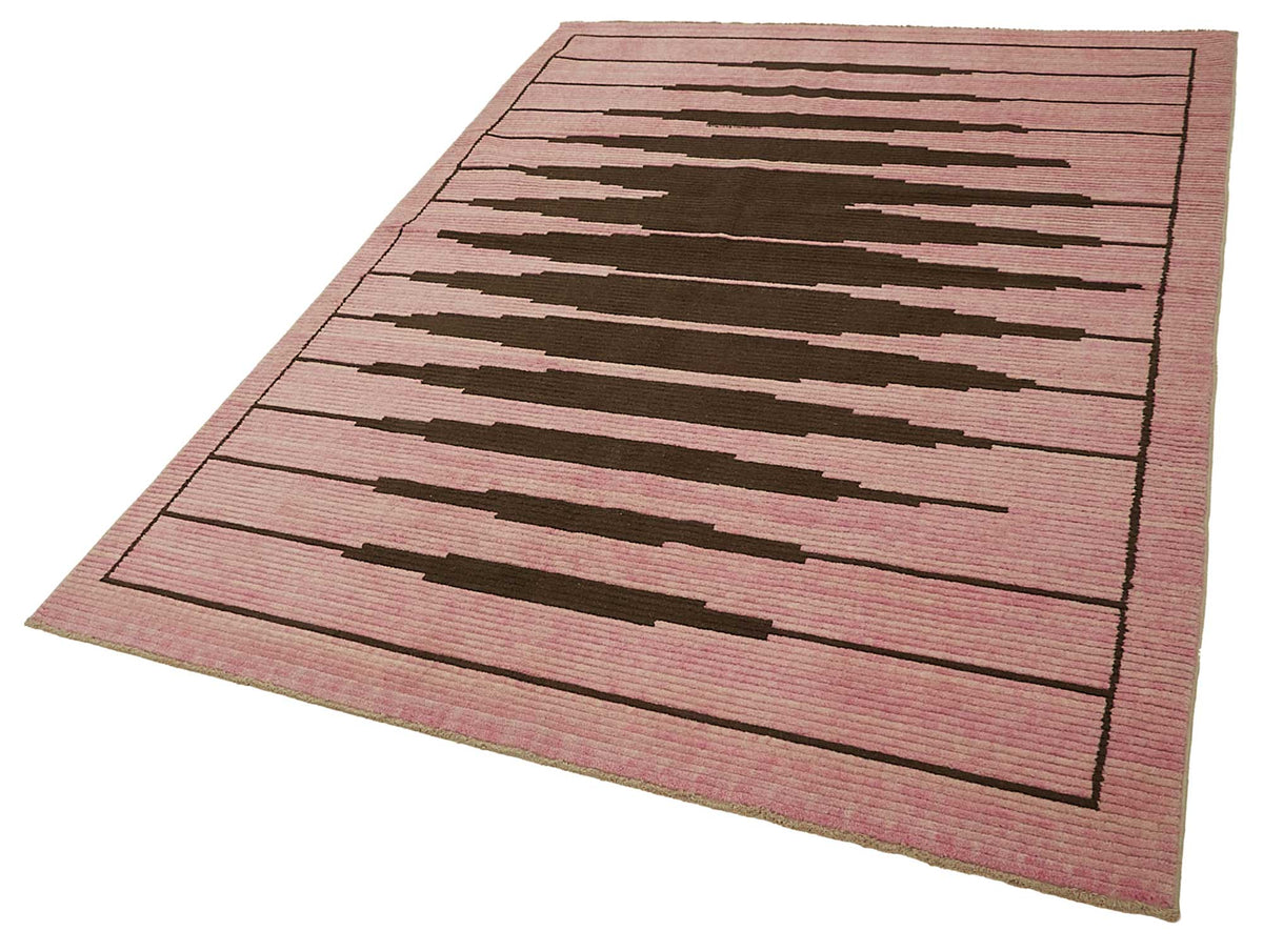 Veltos Pembe Modern Geometrik El Dokuma Halı 202x291 cm – doku yakın çekim