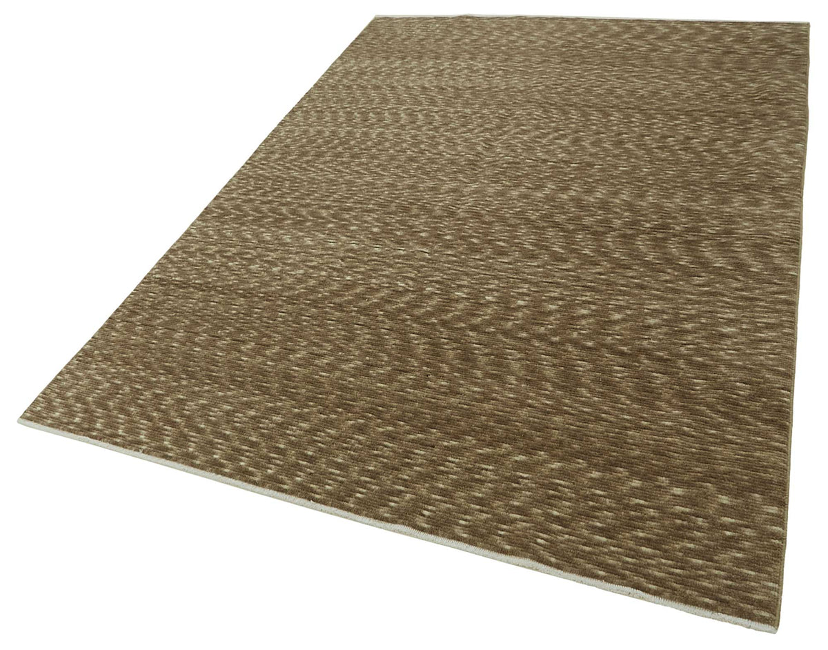 Veltos Kahverengi Bej Düz Dokuma El Dokuma Halı 206x303 cm – doku yakın çekim