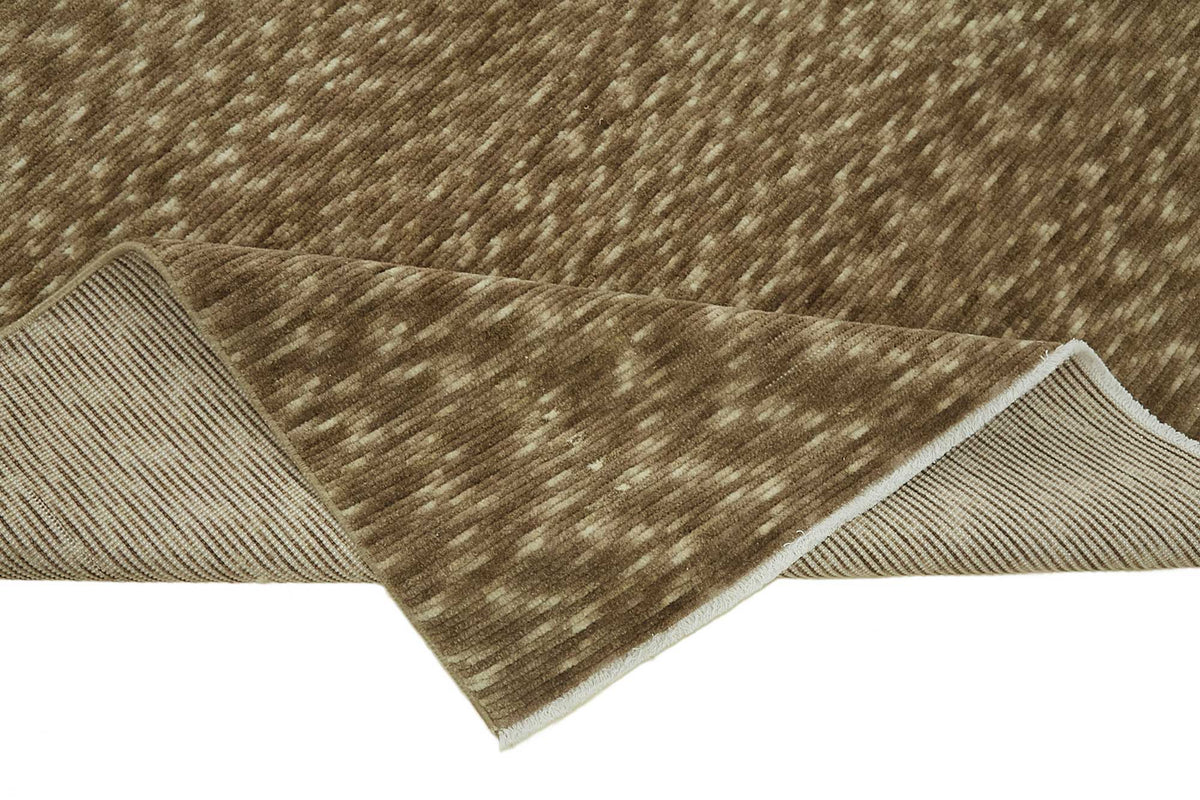 Veltos Kahverengi Bej Düz Dokuma El Dokuma Halı 206x303 cm – kenar detayı