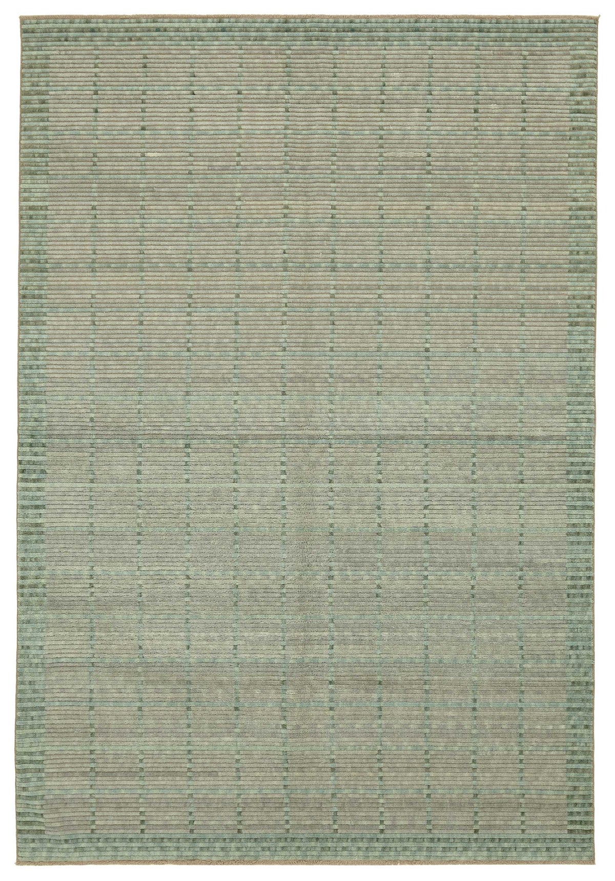 Veltos Geometrik Desenli Adaçayı Yeşili Açık Gri Uşak Halısı 202x294 cm