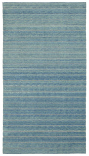 Veltos Mavi Gri Çizgili Modern Yün Pamuk El Dokuma Halı 188x336 cm