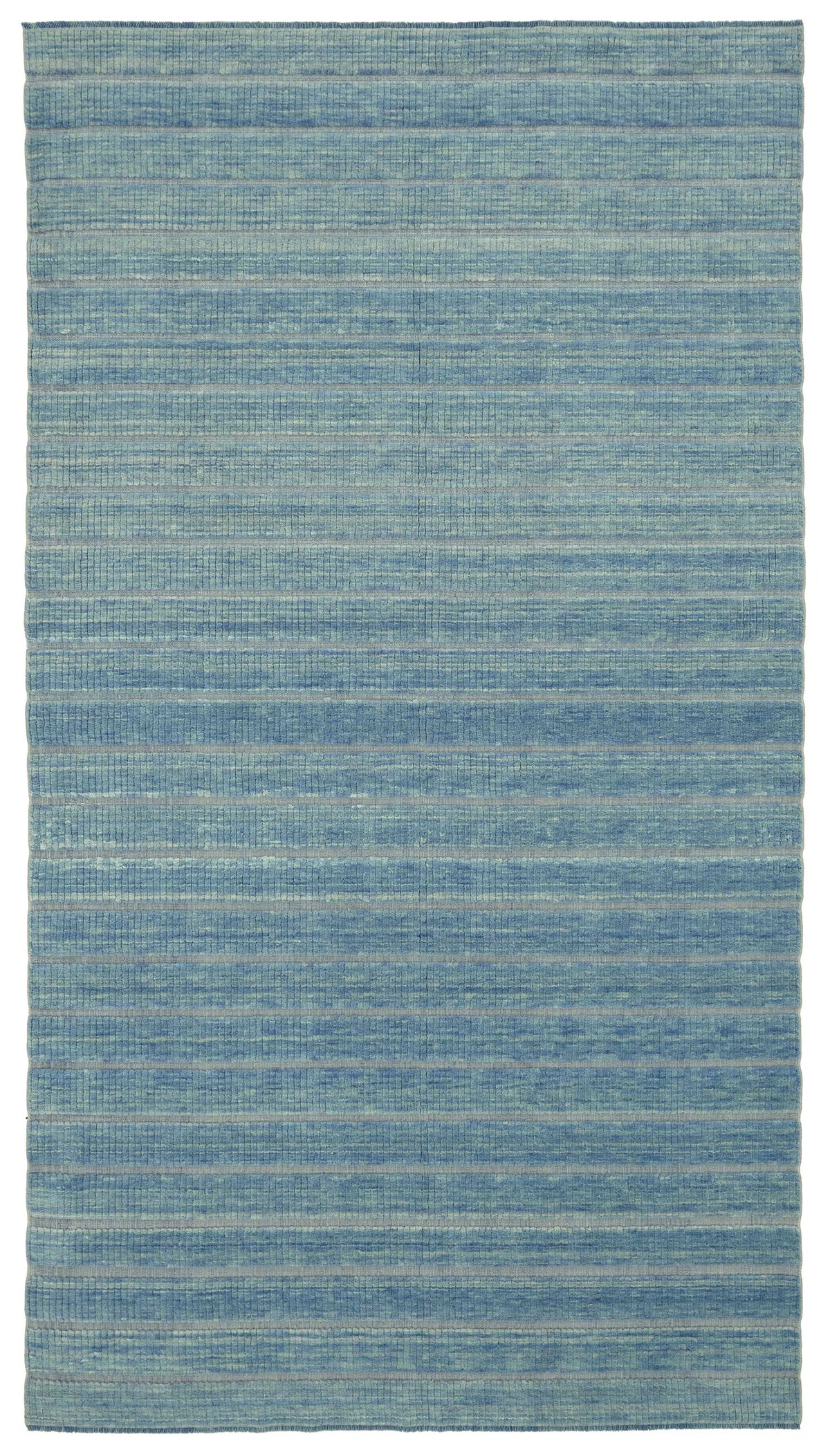 Veltos Mavi Gri Çizgili Modern Yün Pamuk El Dokuma Halı 188x336 cm
