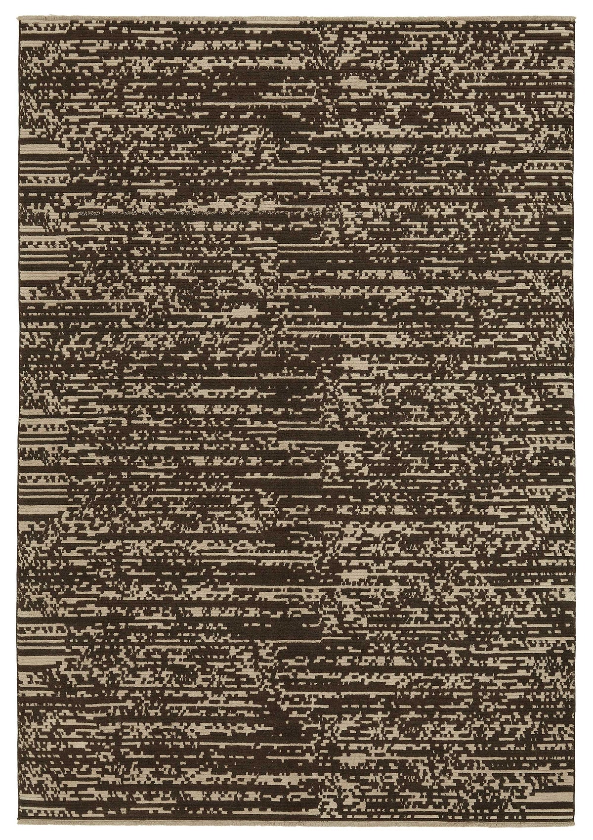 Veltos Kahverengi Bej Soyut Desenli Yün Dokuma Modern Halı 200x288 cm