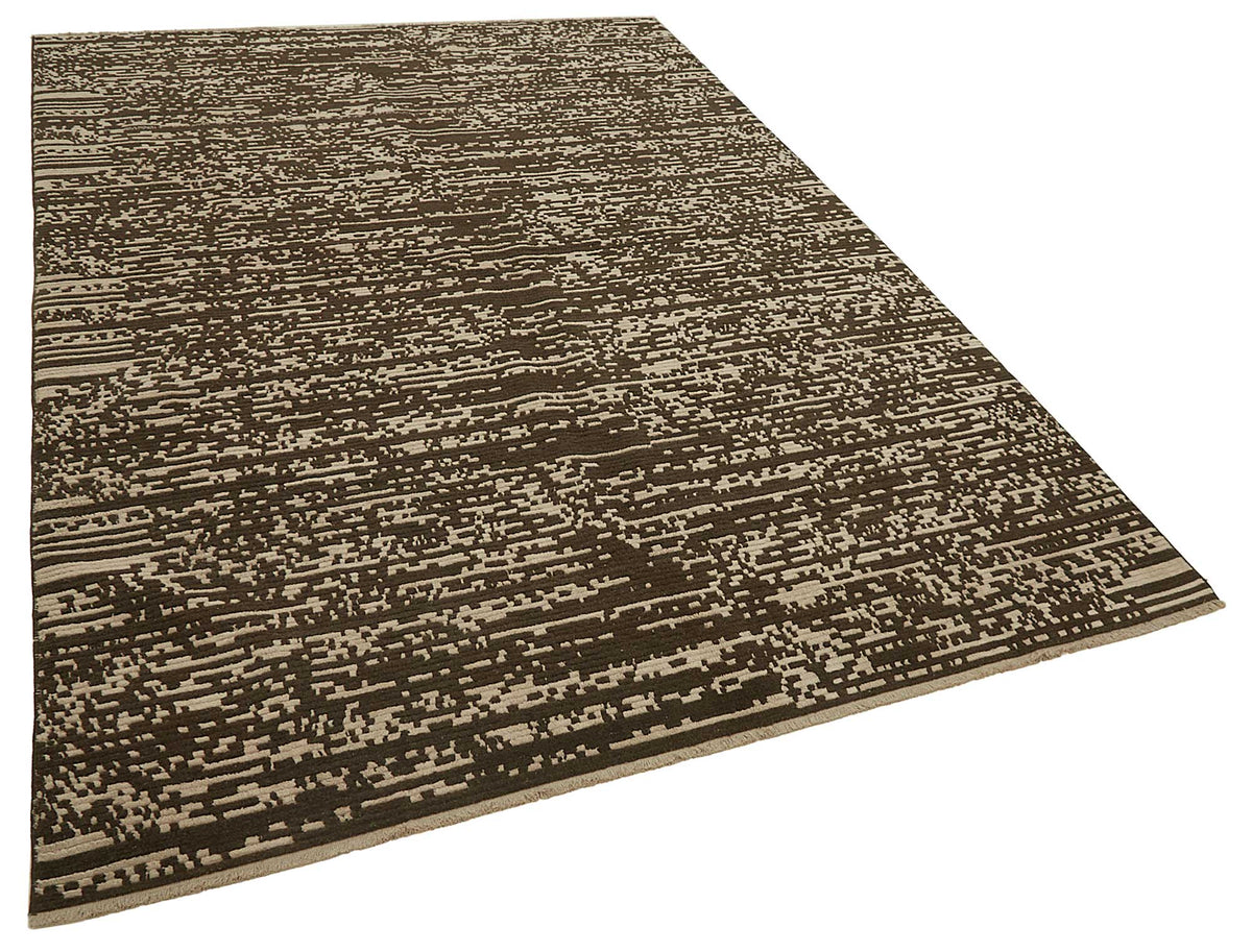 Veltos Kahverengi Bej Soyut Desenli Yün Dokuma Modern Halı 200x288 cm – genel görünüm