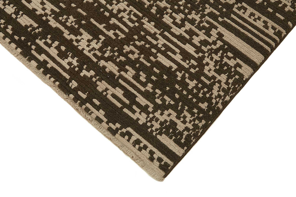 Veltos Kahverengi Bej Soyut Desenli Yün Dokuma Modern Halı 200x288 cm – detay görünümü
