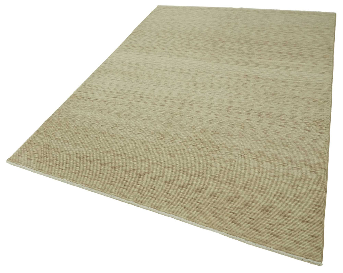 Veltos Bej Rengi Çizgili Yün El Dokuma Halı 198x303 cm 47697 – doku yakın çekim