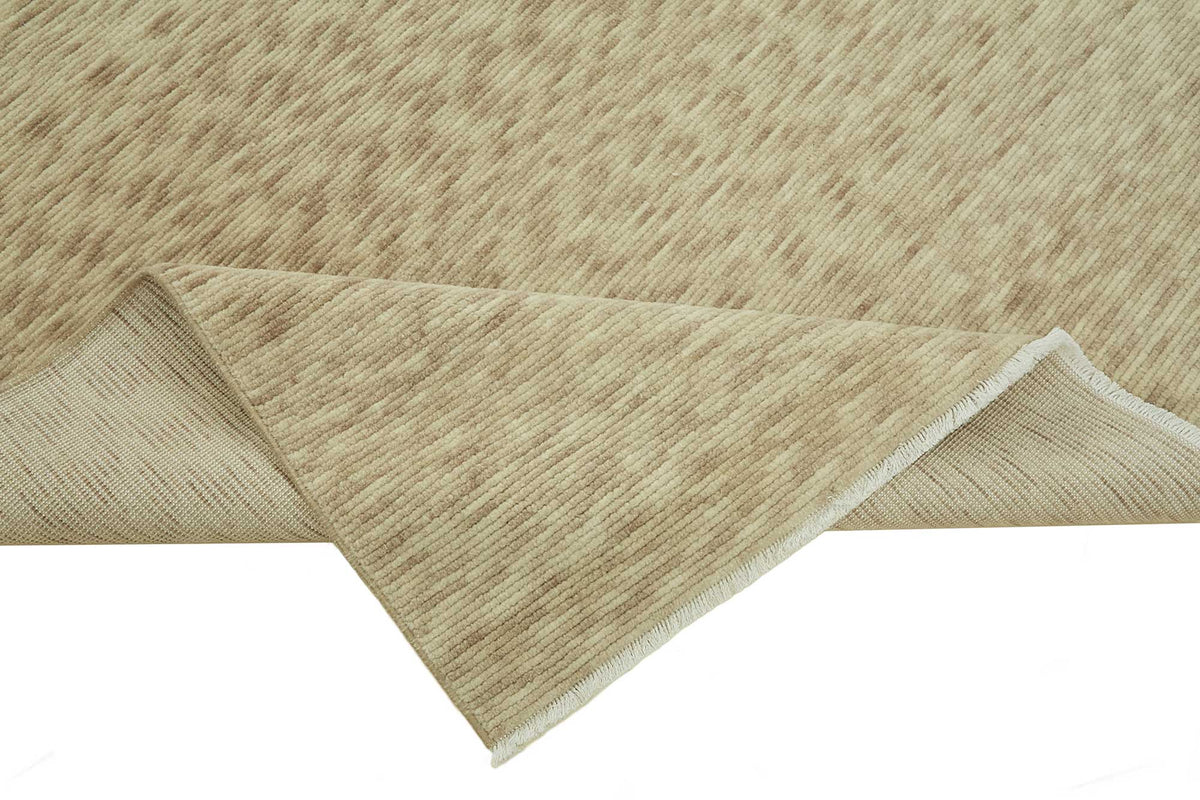 Veltos Bej Rengi Çizgili Yün El Dokuma Halı 198x303 cm 47697 – kenar detayı