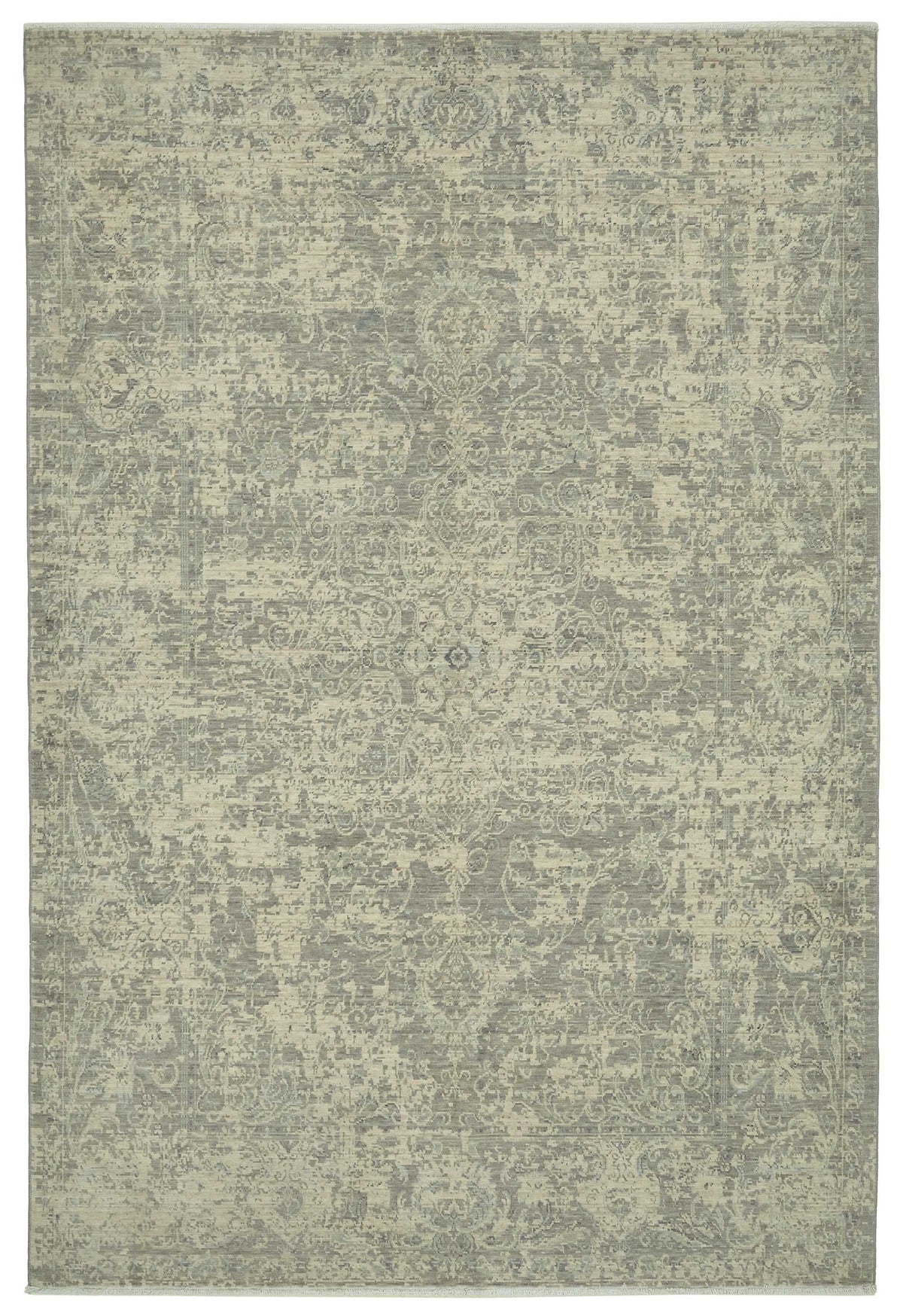 Veltos Uşak El Dokuma Açık Gri Soyut Desenli Halı 203x297 cm