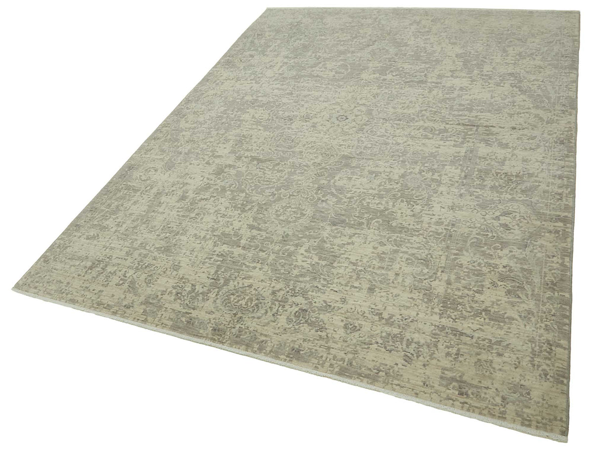 Veltos Uşak El Dokuma Açık Gri Soyut Desenli Halı 203x297 cm – doku yakın çekim