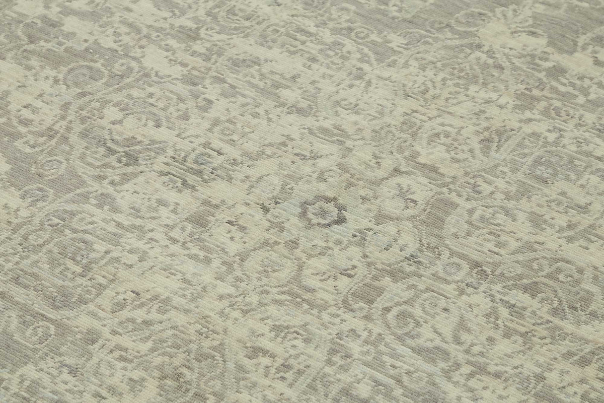 Veltos Uşak El Dokuma Açık Gri Soyut Desenli Halı 203x297 cm – mekânda kullanım