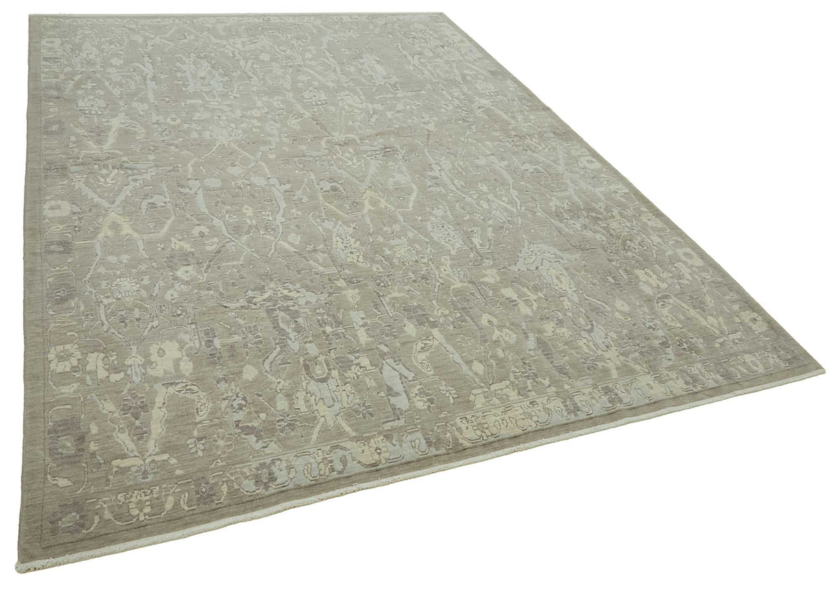 Veltos Gri Beyaz Halı Soyut Desenli ve Bordürlü 217x300 cm – genel görünüm