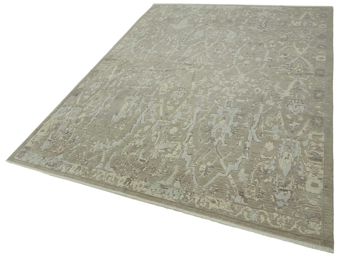 Veltos Gri Beyaz Halı Soyut Desenli ve Bordürlü 217x300 cm – doku yakın çekim