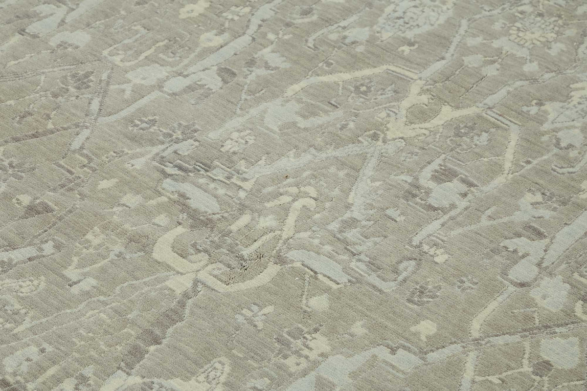 Veltos Gri Beyaz Halı Soyut Desenli ve Bordürlü 217x300 cm – mekânda kullanım