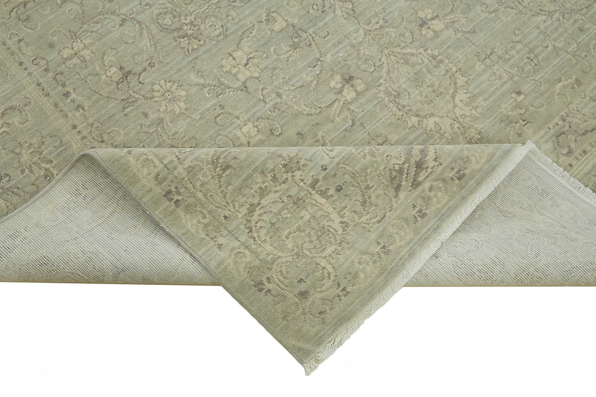 Veltos Açık Gri Halı Klasik Madalyon Desenli El Dokuma 203x297 cm – kenar detayı