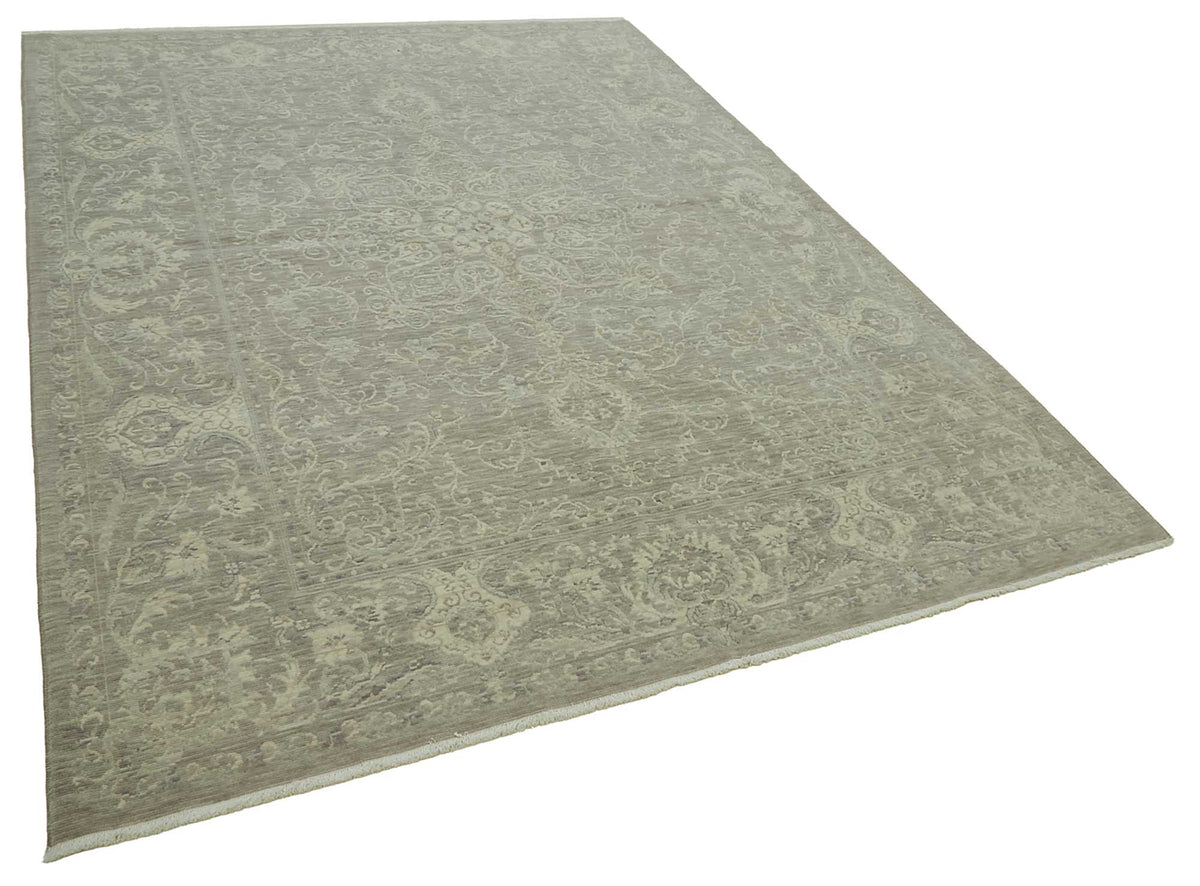 Veltos Gri Bej Madalyon Desenli Klasik El Dokuma Halı 205x293 cm – genel görünüm