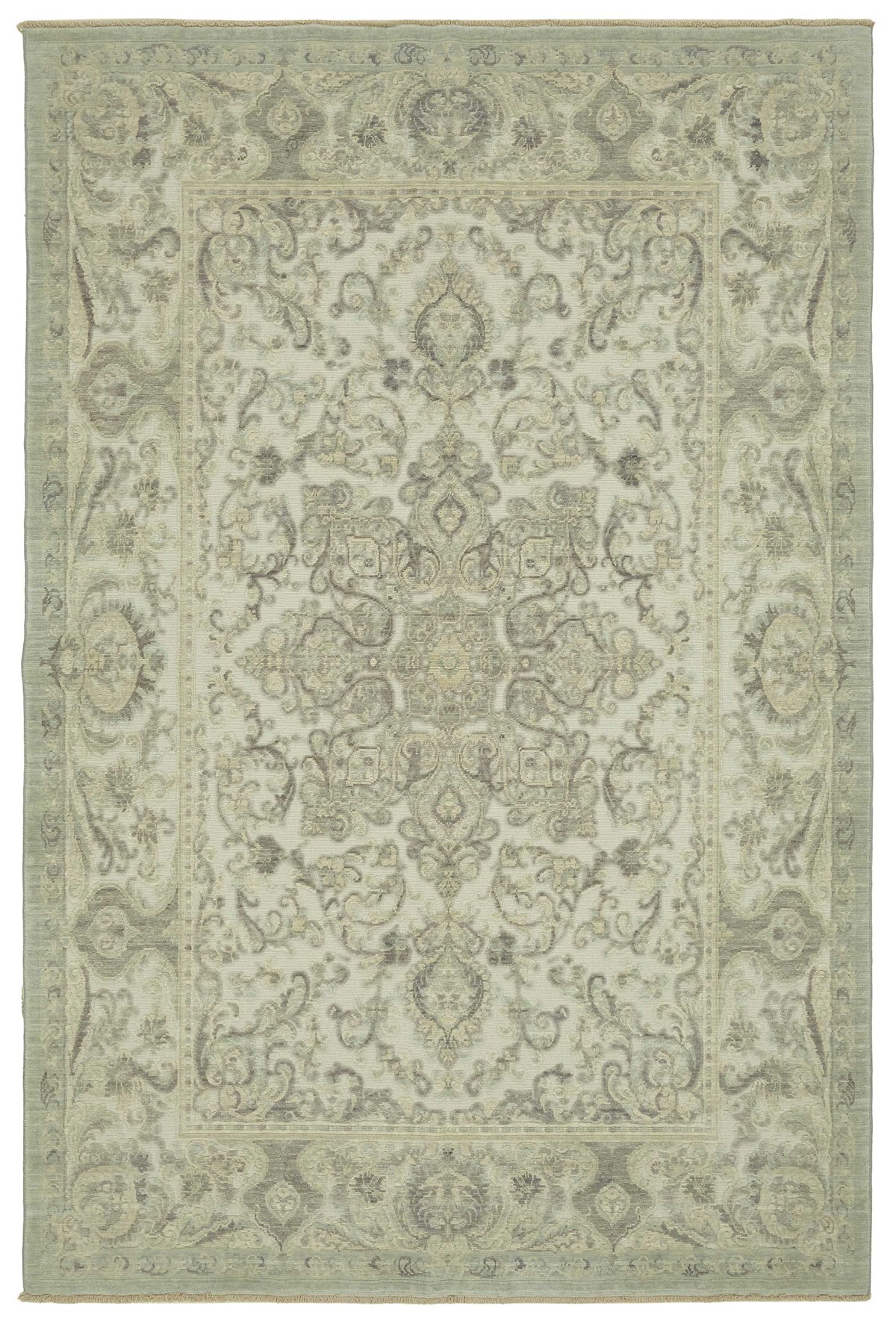Veltos Bej Rengi Halı Uşak Stili Madalyon Desenli 197x292 cm