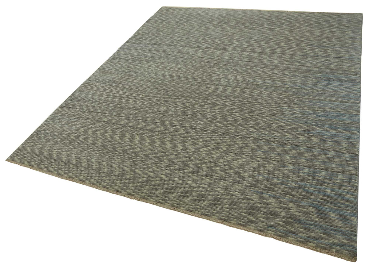 Veltos Gri Mavi Soyut Desenli Modern El Dokuma Halı 230x300 cm – doku yakın çekim