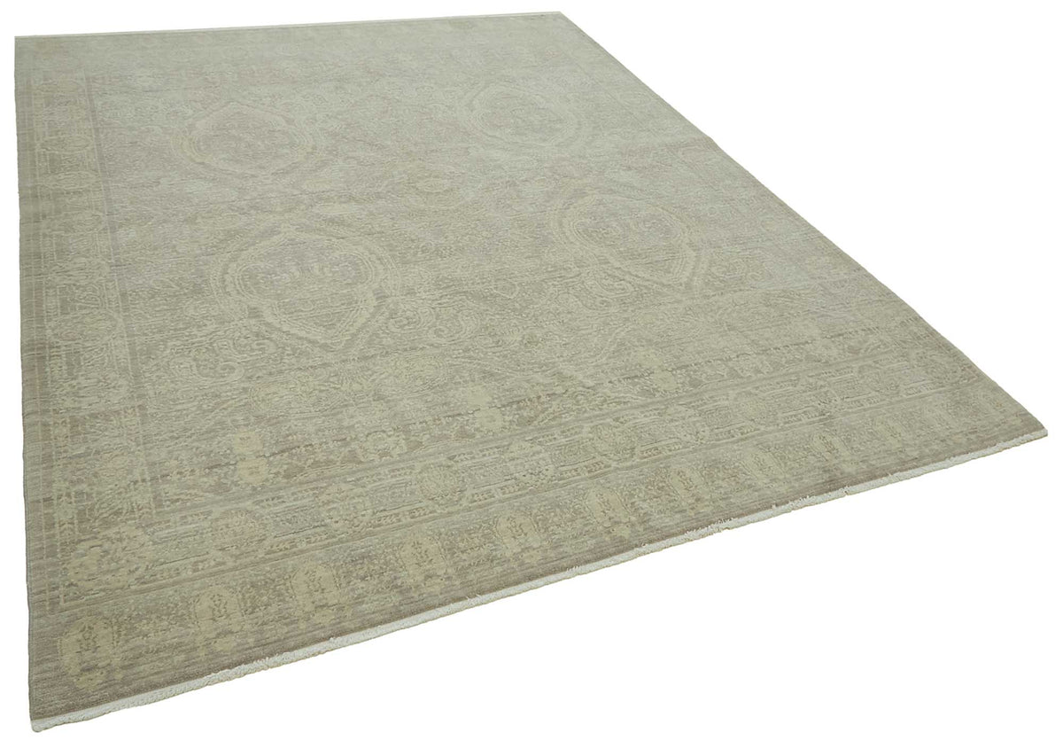 Veltos Uşak Bej Gri Madalyon Desenli Yün El Dokuma Halı 244x318 cm – genel görünüm