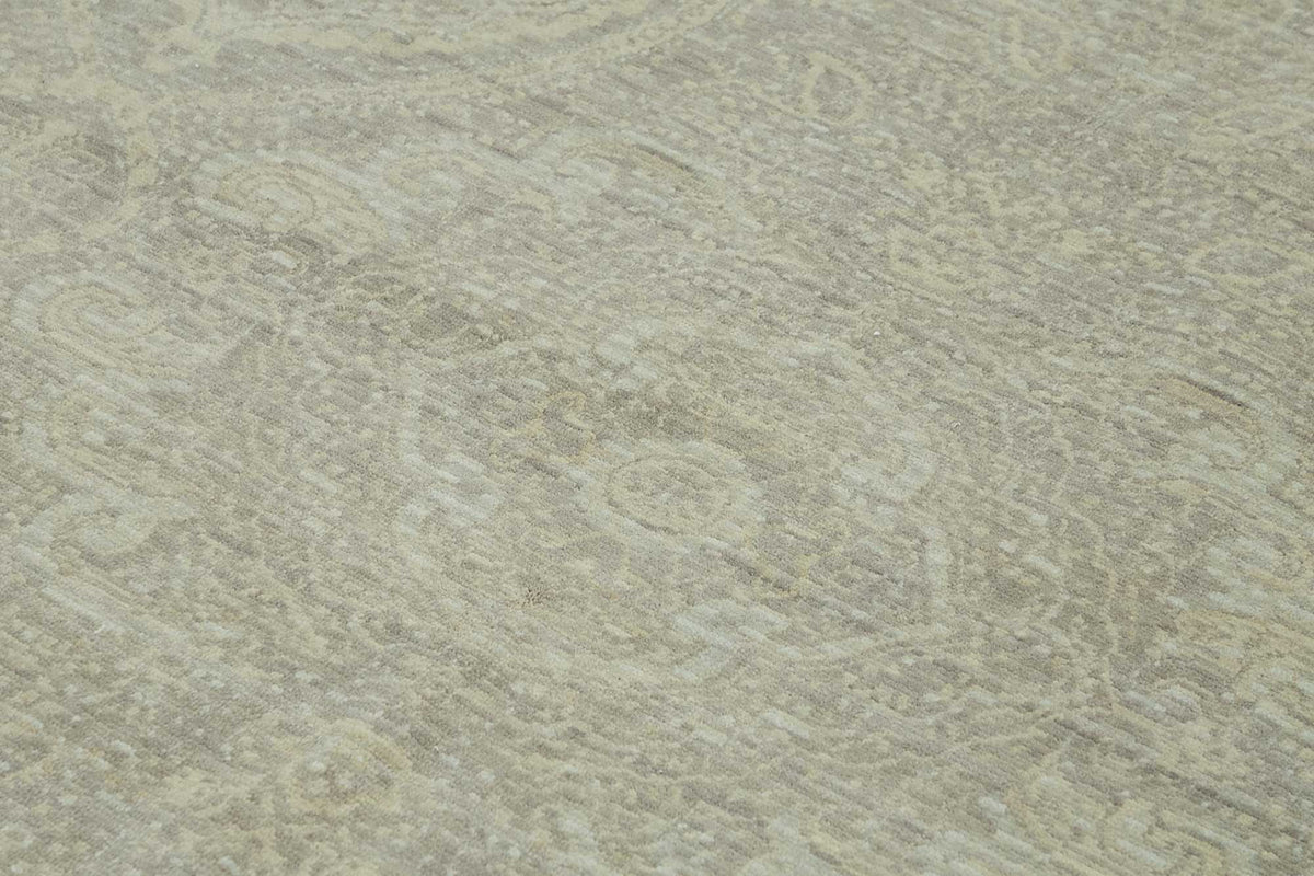 Veltos Uşak Bej Gri Madalyon Desenli Yün El Dokuma Halı 244x318 cm – mekânda kullanım