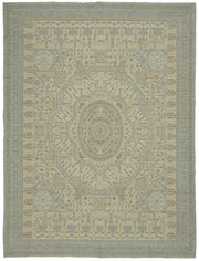 Veltos Uşak Halısı Bej Mavi Madalyon Desenli El Dokuma 251x330 cm