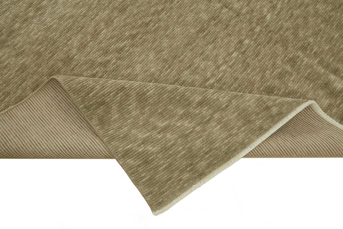 Veltos Bej Kahverengi Düz Modern El Dokuma Halı 240x300 cm – kenar detayı