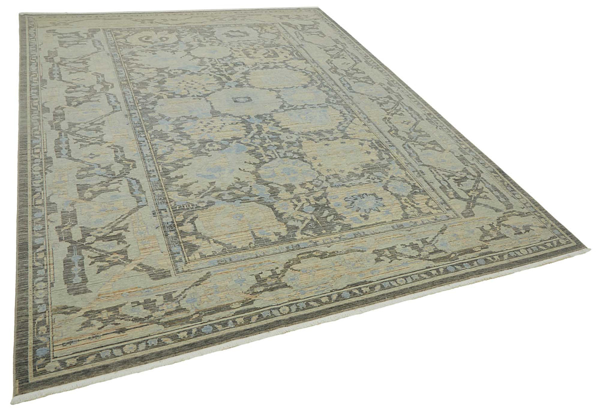 Veltos Madalyon Desenli Açık Gri ve Antrasit El Dokuma Halı 245x340 cm – genel görünüm