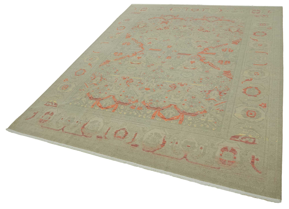 Veltos Uşak Halı Gri Turuncu Madalyon Desenli 240x333 cm 47727 – doku yakın çekim