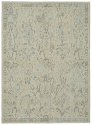 Veltos Bej ve Açık Gri Soyut Desenli Yün El Dokuma Halı 217x297 cm