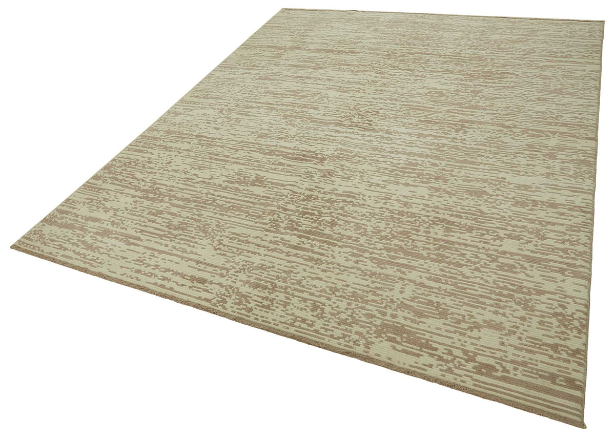 Veltos Uşak Bej Soyut Desenli Düz Kahverengi Halı 243x300 cm – doku yakın çekim