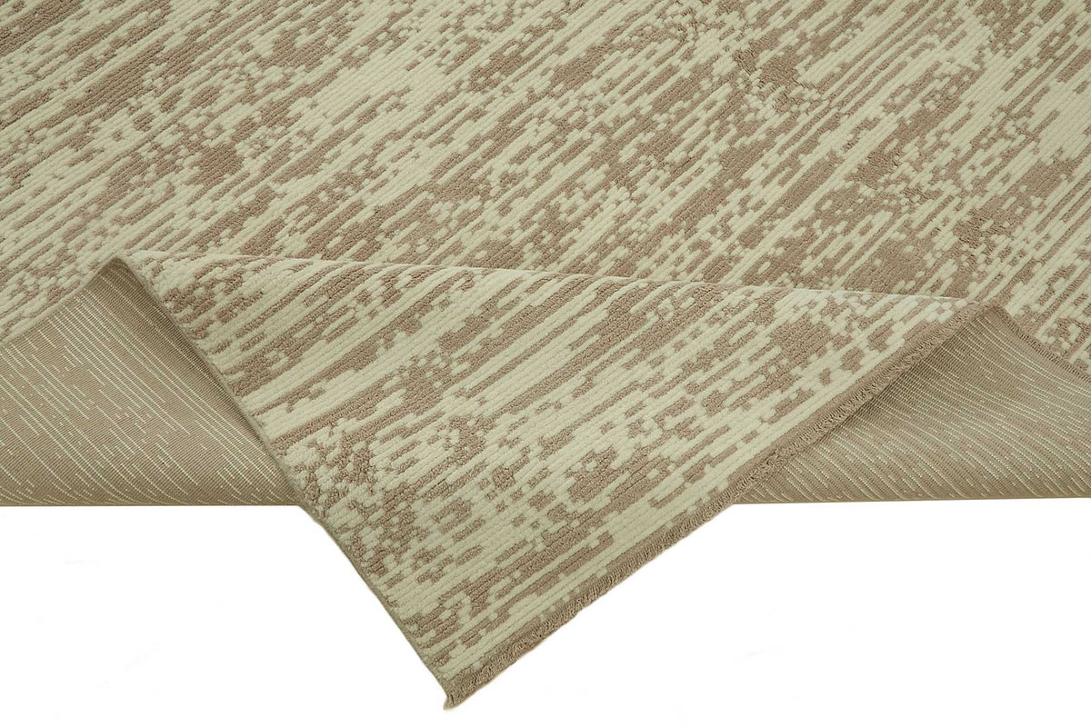 Veltos Uşak Bej Soyut Desenli Düz Kahverengi Halı 243x300 cm – kenar detayı