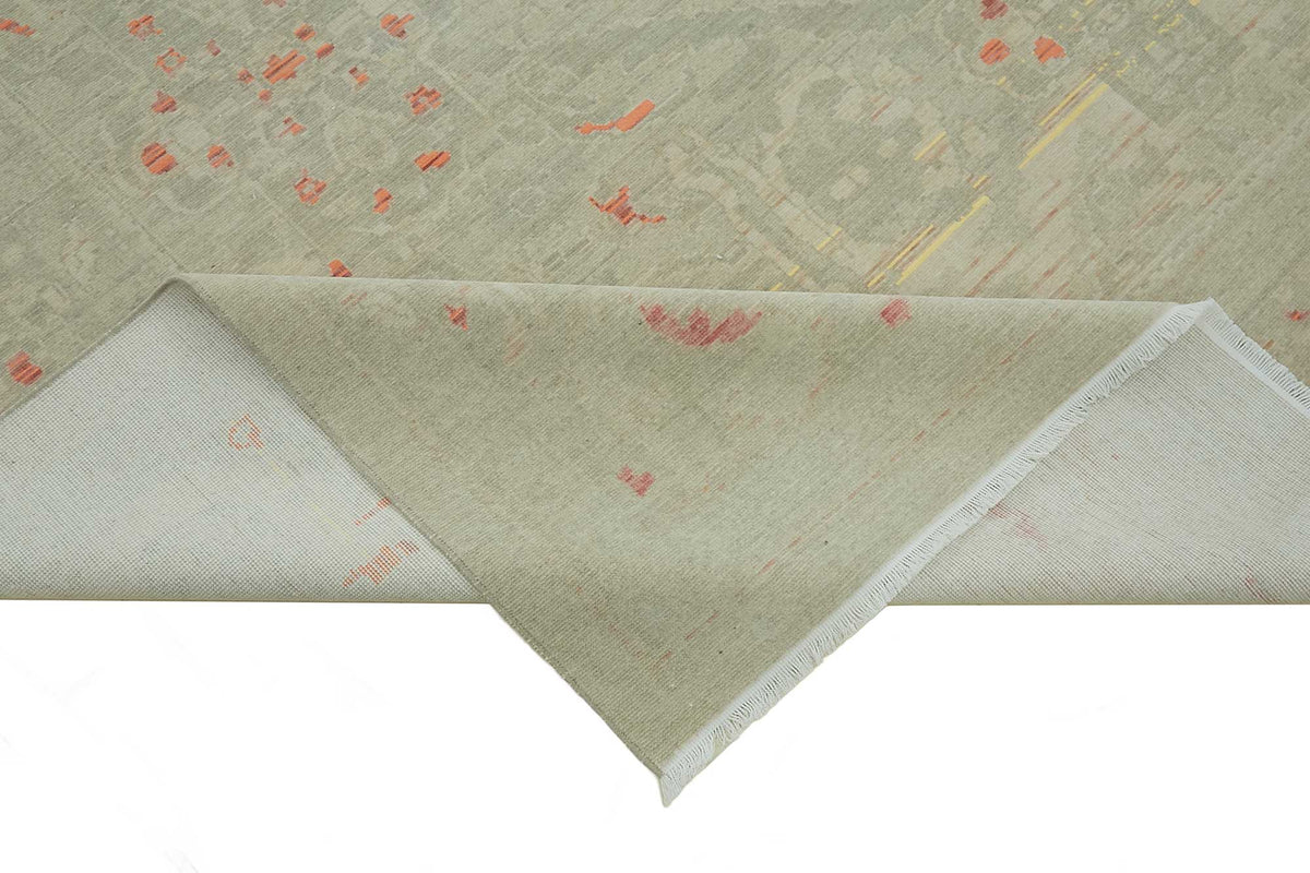 Veltos Açık Gri Halı Klasik Madalyon Desenli Uşak Dokuma 274x351 cm – kenar detayı