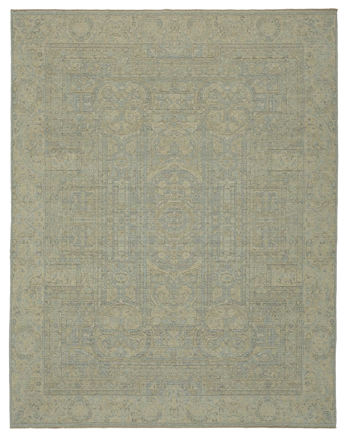 Veltos Bej Gri Madalyon Desenli El Dokuma Halı 273x350 cm