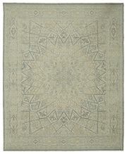 Veltos Geometrik Desenli Ekru ve Antrasit El Dokuma Halı 303x370 cm