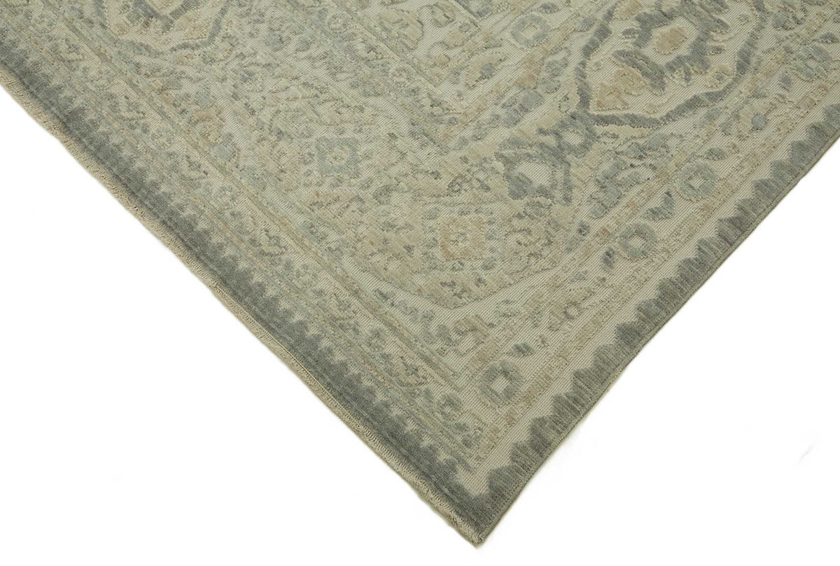 Veltos Geometrik Desenli Ekru ve Antrasit El Dokuma Halı 303x370 cm – detay görünümü