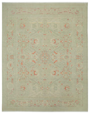 Veltos Yeşil Madalyon Desenli Yün Pamuk El Dokuma Halı 273x349 cm