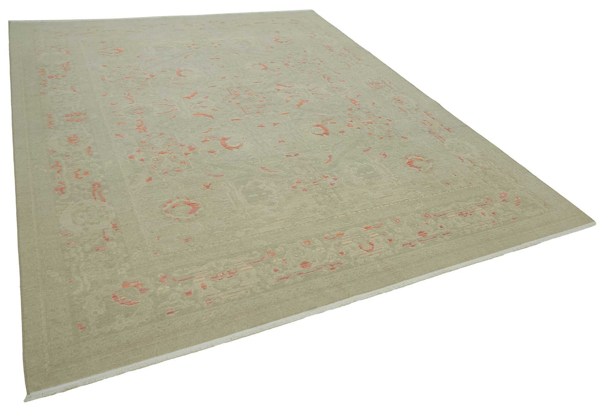 Veltos Yeşil Madalyon Desenli Yün Pamuk El Dokuma Halı 273x349 cm – genel görünüm