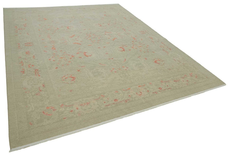 Veltos Yeşil Madalyon Desenli Yün Pamuk El Dokuma Halı 273x349 cm – genel görünüm