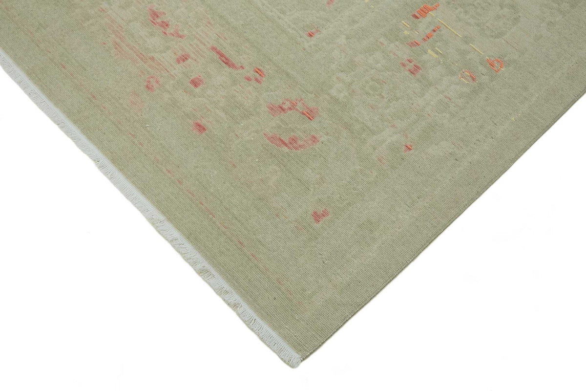 Veltos Yeşil Madalyon Desenli Yün Pamuk El Dokuma Halı 273x349 cm – detay görünümü