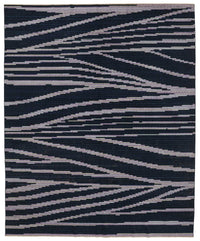 Veltos Geometrik Desenli Lacivert Gri El Dokuma Halı 300x366 cm