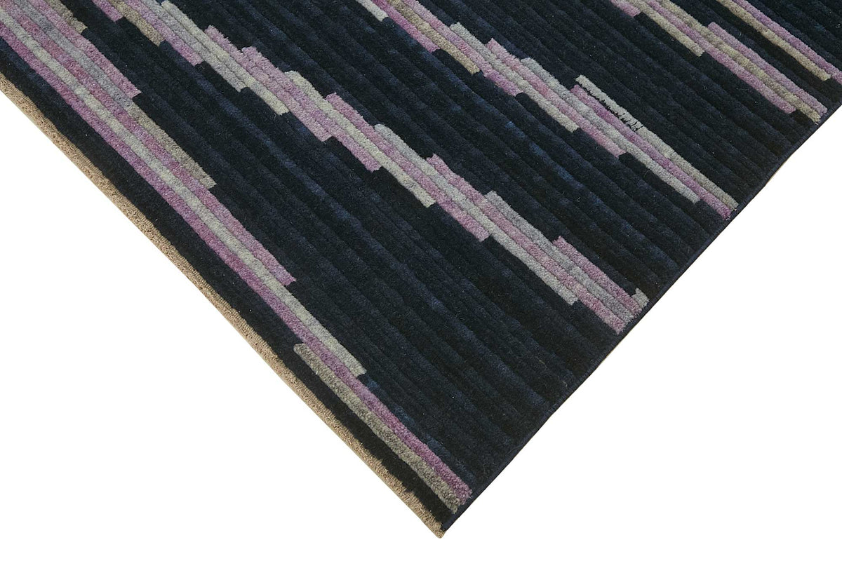 Veltos Geometrik Desenli Lacivert Gri El Dokuma Halı 300x366 cm – detay görünümü