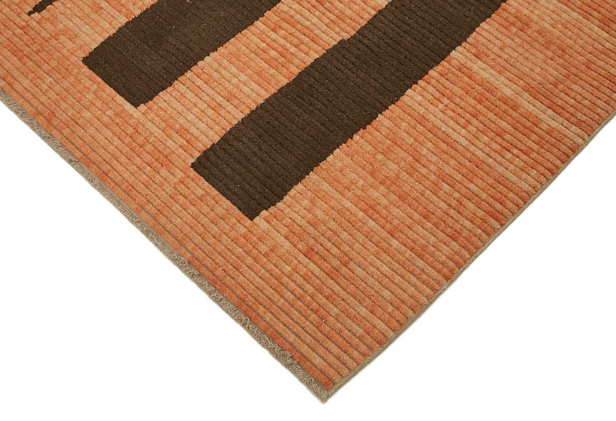 Veltos Turuncu Kahverengi Geometrik Modern El Dokuma Halı 300x370 cm – detay görünümü