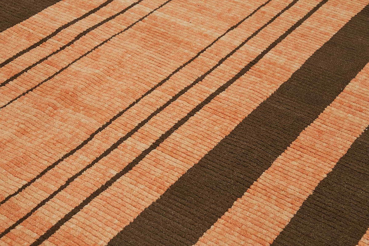 Veltos Turuncu Kahverengi Geometrik Modern El Dokuma Halı 300x370 cm – mekânda kullanım