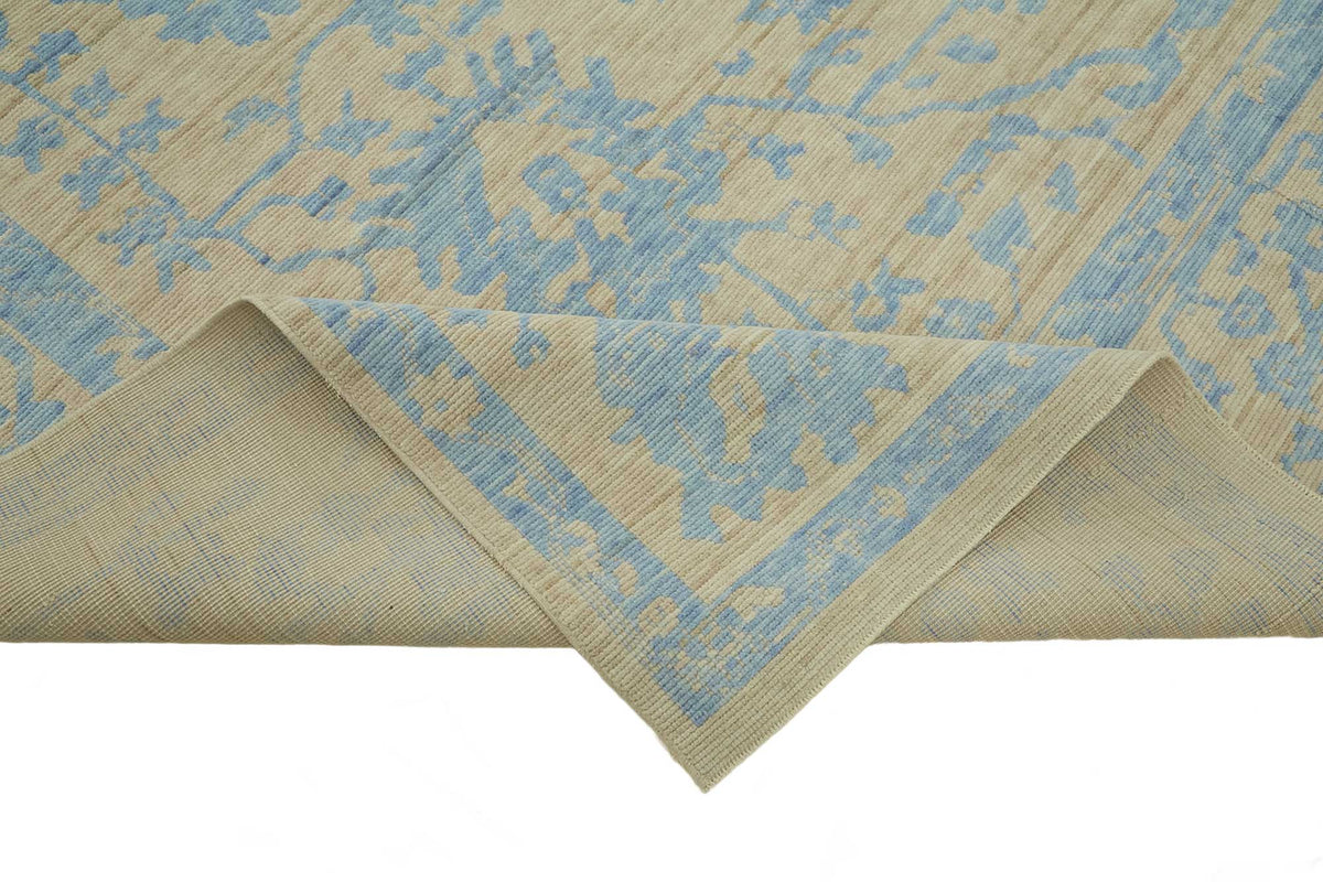 Veltos Uşak El Dokuma Bej Çiçekli Düz Halı 304x387 cm 47763 – kenar detayı