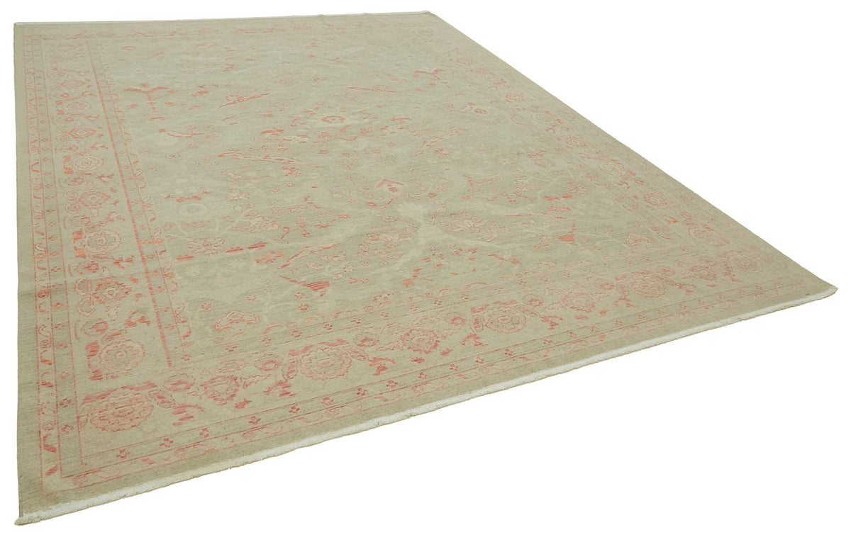 Veltos Bej Pembe Çiçek Desenli Klasik El Dokuma Halı 289x381 cm – genel görünüm