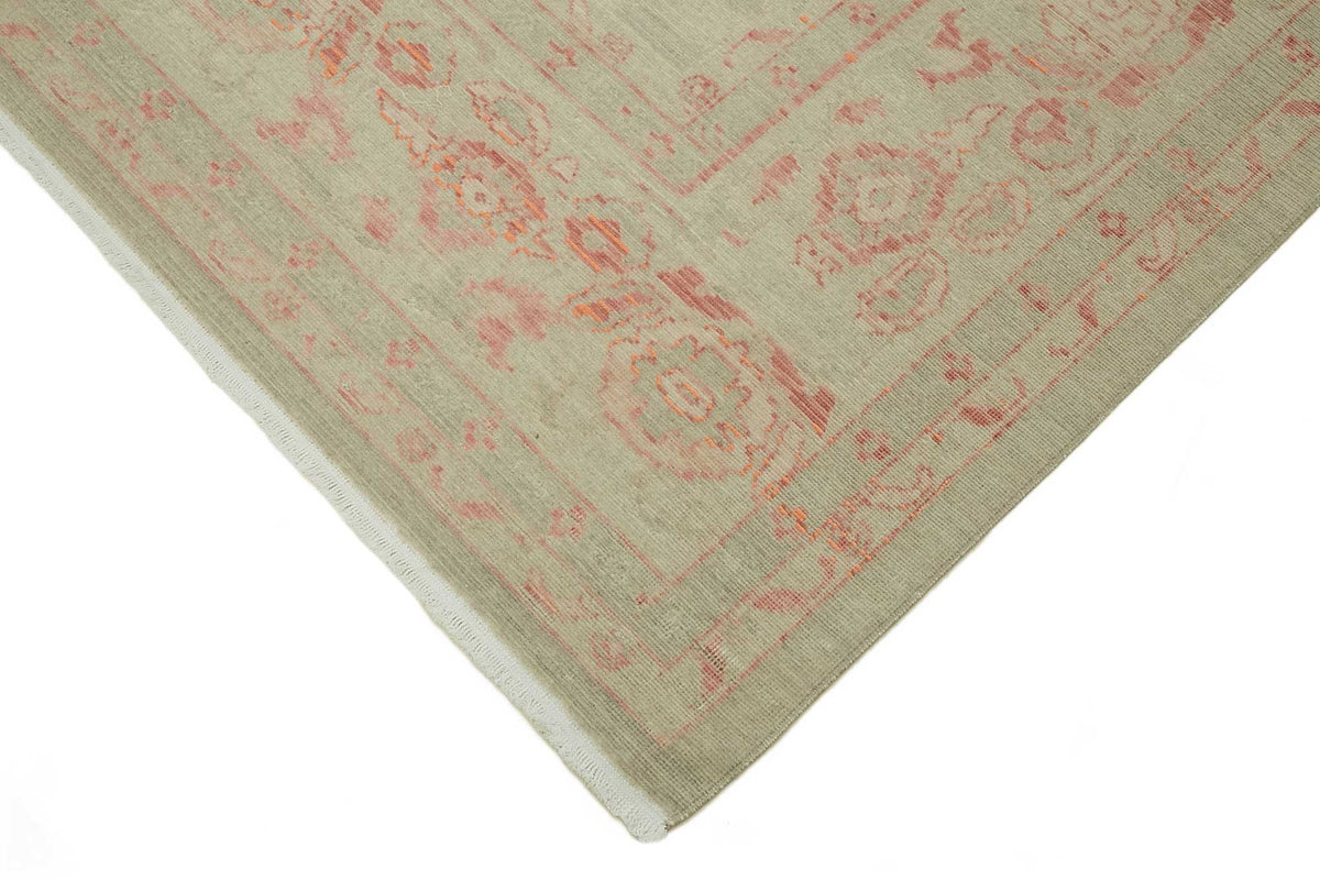 Veltos Bej Pembe Çiçek Desenli Klasik El Dokuma Halı 289x381 cm – detay görünümü