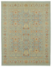 Veltos Uşak Mavi Bej Çiçek Desenli El Dokuma Halı 291x383 cm 47767
