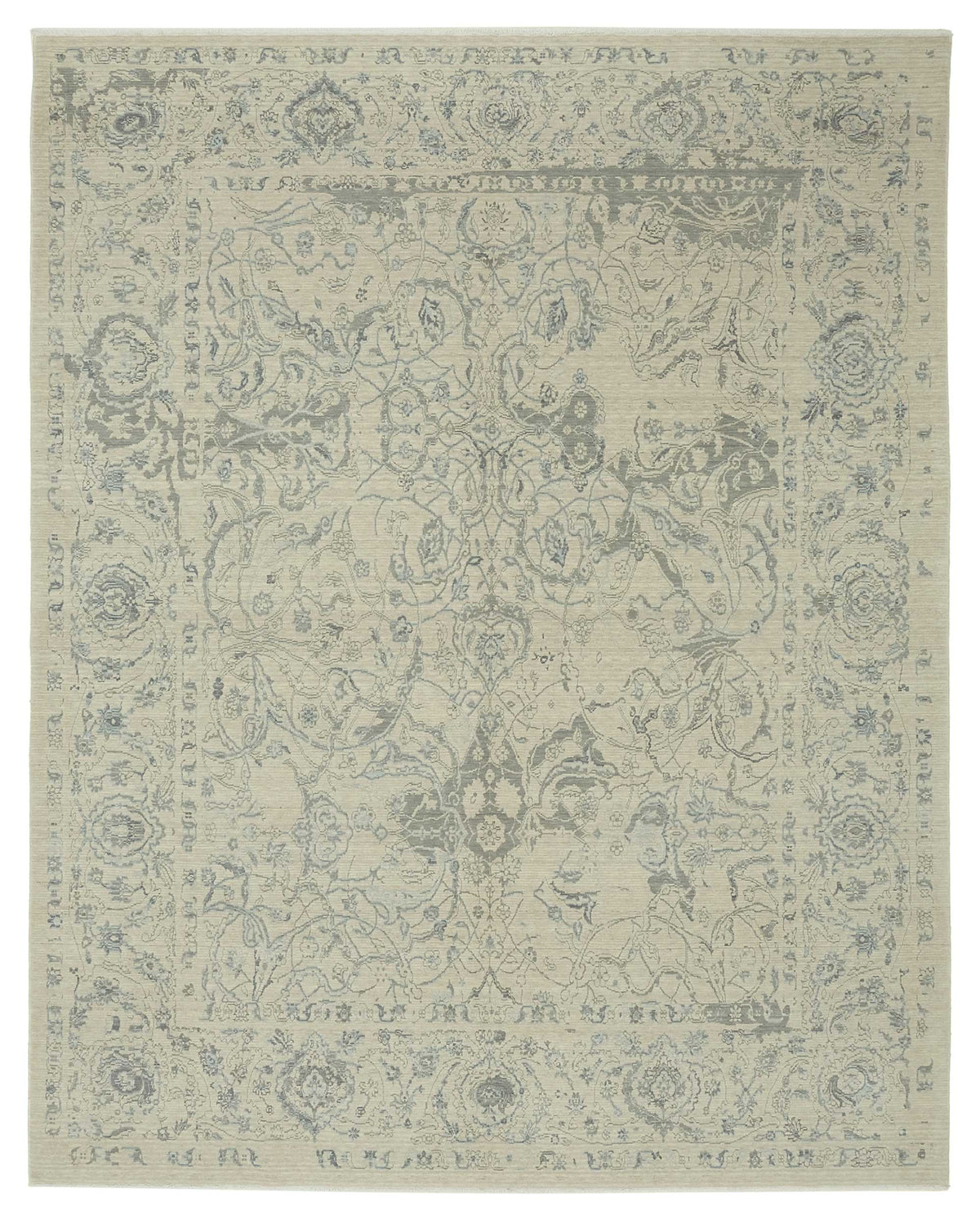 Veltos Açık Gri Halı Klasik Çiçek Desenli El Dokuma 283x354 cm