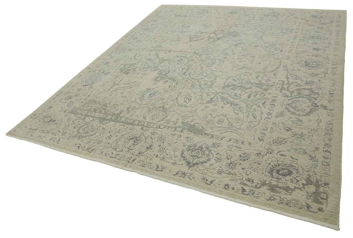 Veltos Açık Gri Halı Klasik Çiçek Desenli El Dokuma 283x354 cm – doku yakın çekim