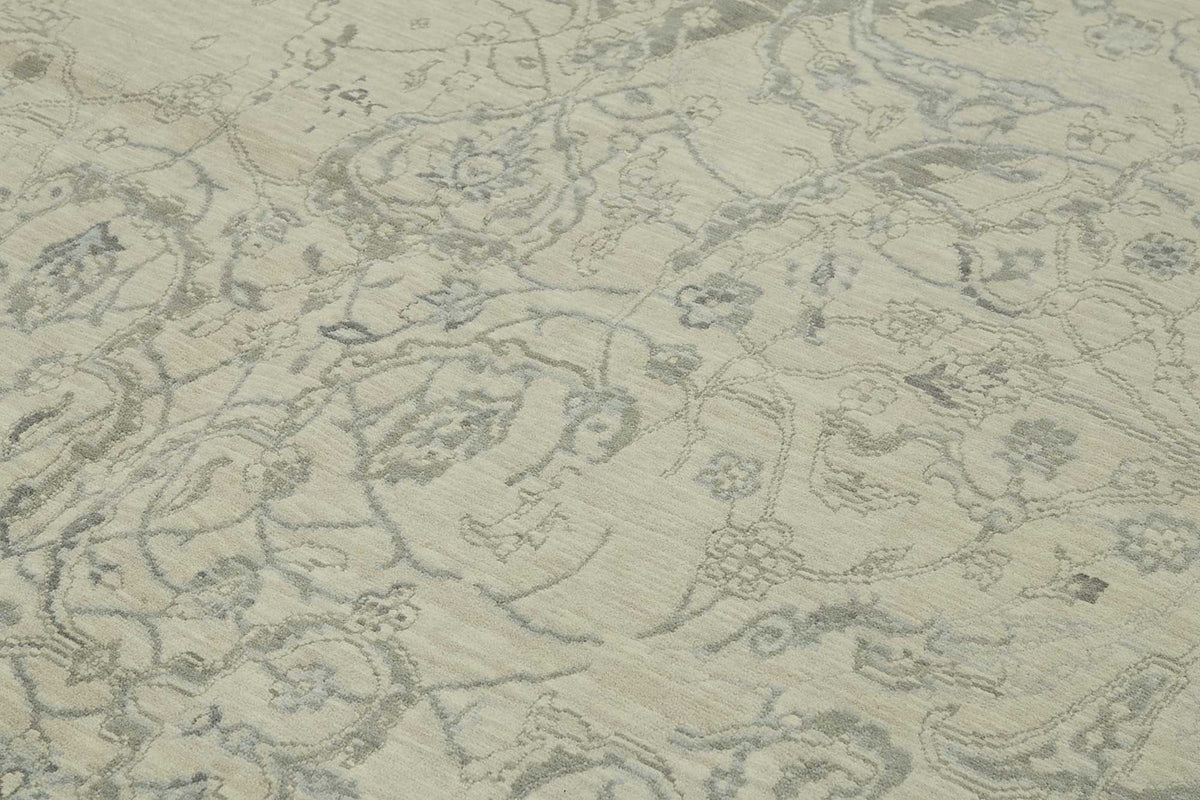 Veltos Açık Gri Halı Klasik Çiçek Desenli El Dokuma 283x354 cm – mekânda kullanım