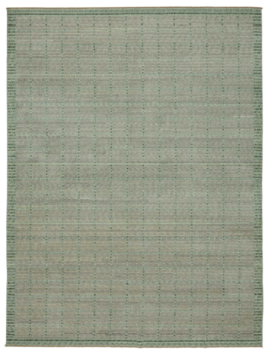 Veltos Adaçayı Yeşil Gri Modern Geometrik El Dokuma Halı 267x357 cm